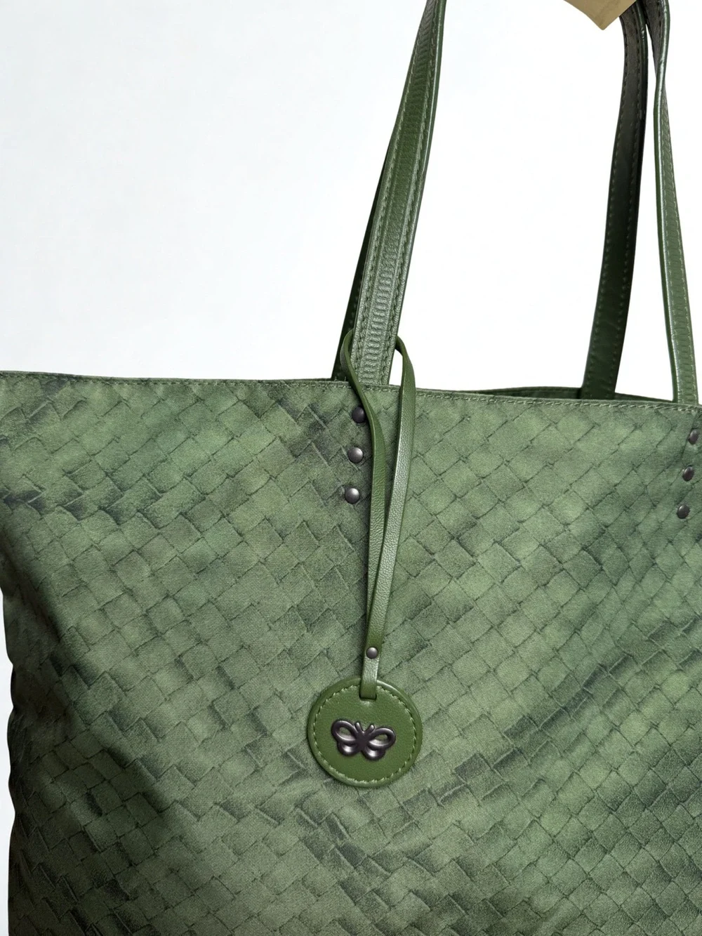 Bottega Veneta Medium Intrecciato Nylon Tote — Deep Olive Green